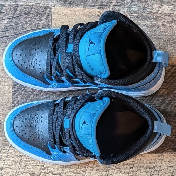 Nike Air Jordan 1 Mid Sneakers University Blue Shoes Little Kids 11C - Picture 6 of 7